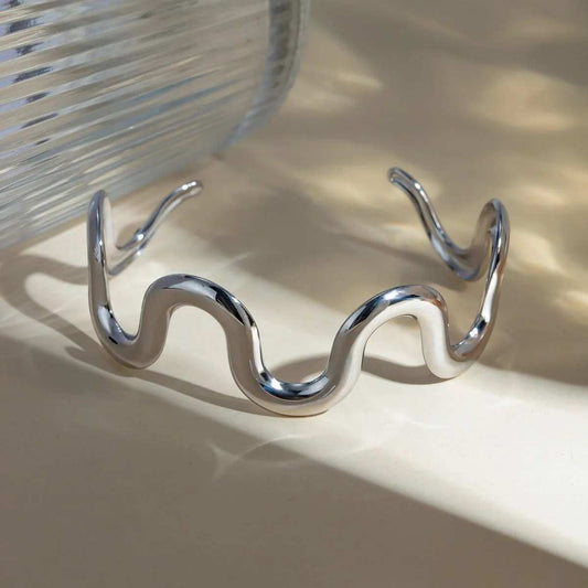 Stainless Steel Wave Shape Bracelet - Trendsi - Flyclothing LLC
