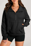 Half Zip Long Sleeve Sweatshirt - Trendsi - Flyclothing LLC