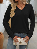 V-Neck Long Sleeve T-Shirt - Trendsi - Flyclothing LLC