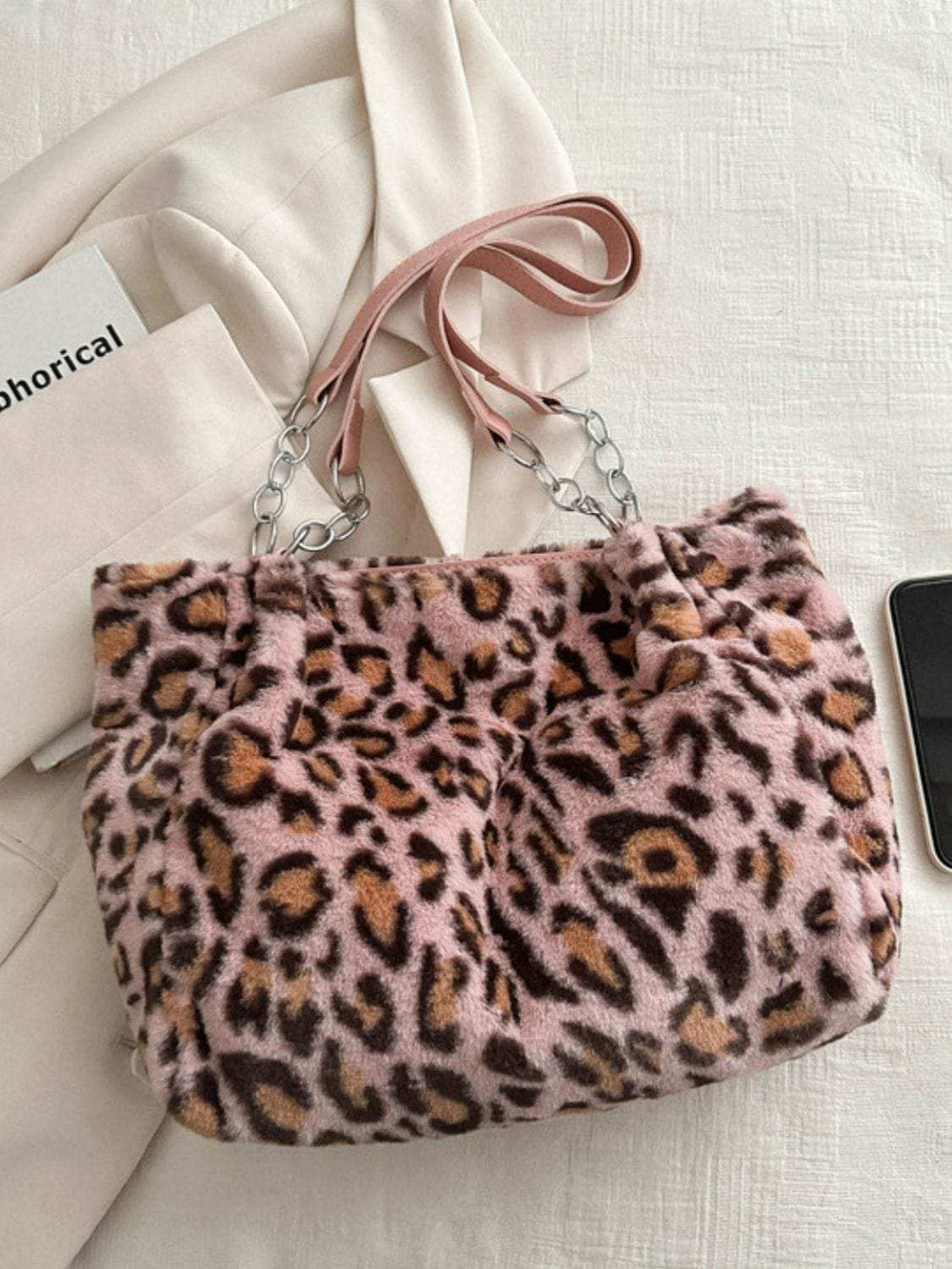 Faux Fur Leopard Shoulder Bag - Trendsi - Flyclothing LLC