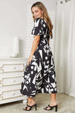 Printed Surplice Balloon Sleeve Dress - Trendsi - Flyclothing LLC