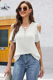 Full Size Half Zip Cold Shoulder Top - Trendsi - Flyclothing LLC