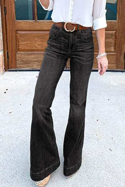 Full Size Flare Jeans with Pockets Plus Size - Trendsi - Flyclothing LLC