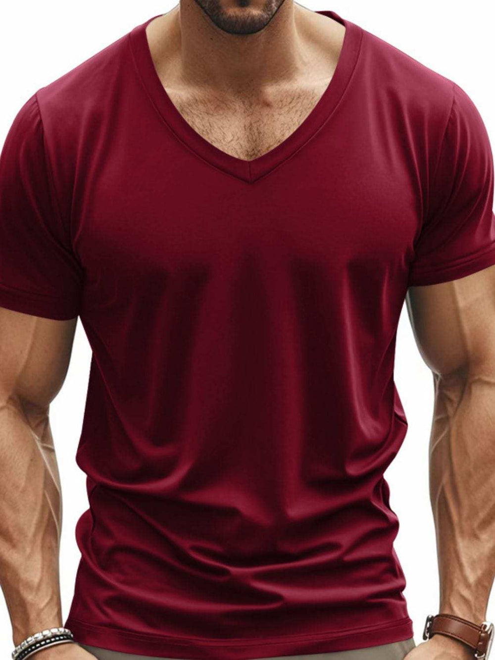Men's Full Size V-Neck Short Sleeve T-Shirt Plus Size - Trendsi - Flyclothing LLC