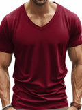 Men's Full Size V-Neck Short Sleeve T-Shirt Plus Size - Trendsi - Flyclothing LLC