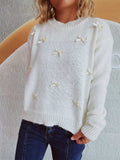 Bow Trim Round Neck Long Sleeve Sweater - Trendsi - Flyclothing LLC