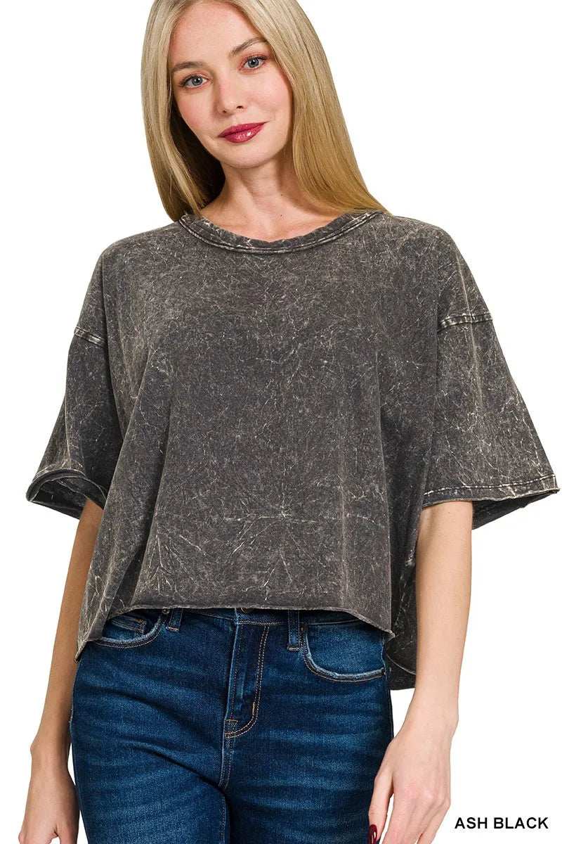 Zenana Acid Crinkle-Washed Oversized T-Shirt - Trendsi - Flyclothing LLC