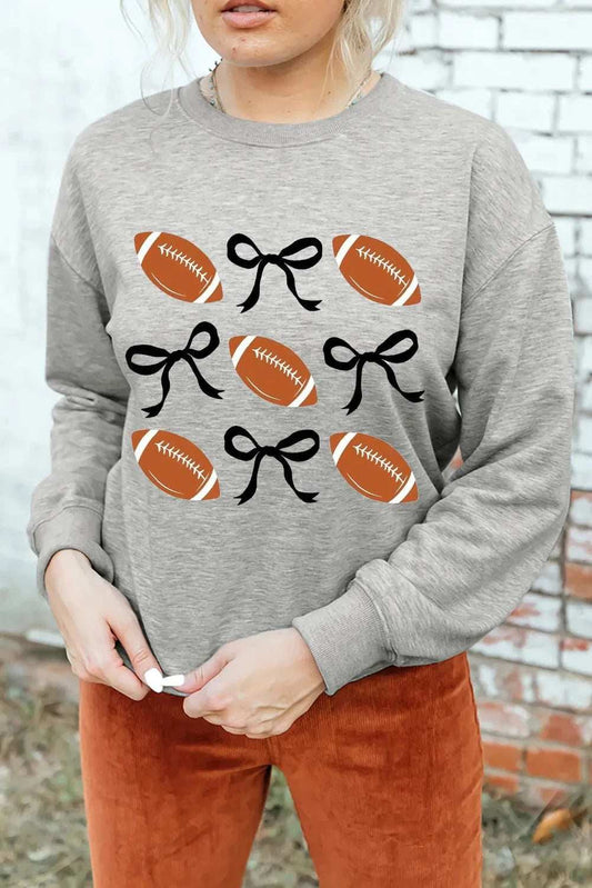 Football Round Neck Long Sleeve Sweatshirt - Trendsi - Flyclothing LLC