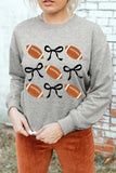 Football Round Neck Long Sleeve Sweatshirt - Trendsi - Flyclothing LLC