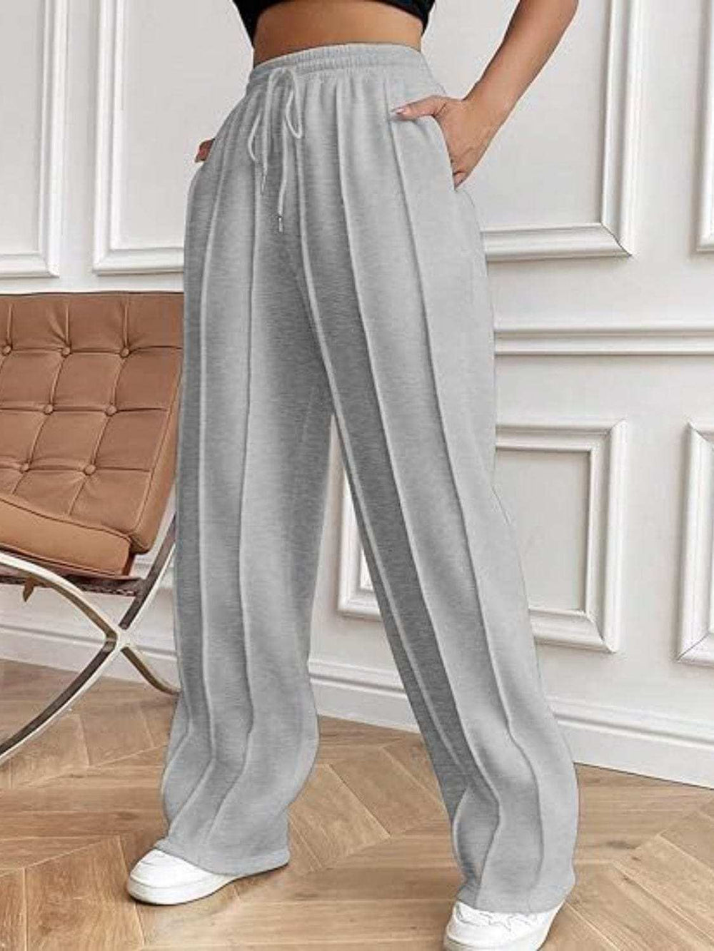 Drawstring Wide Leg Pants with Pockets - Trendsi - Flyclothing LLC