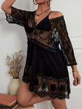 Lace Detail Plunge Cover-Up Dress - Trendsi - Flyclothing LLC