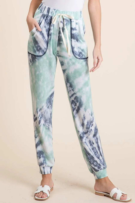 BiBi Tie Dye French Terry Casual Sweat Pants - Trendsi - Flyclothing LLC