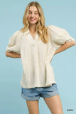 Umgee Textured Puff Sleeve Blouse - Trendsi - Flyclothing LLC
