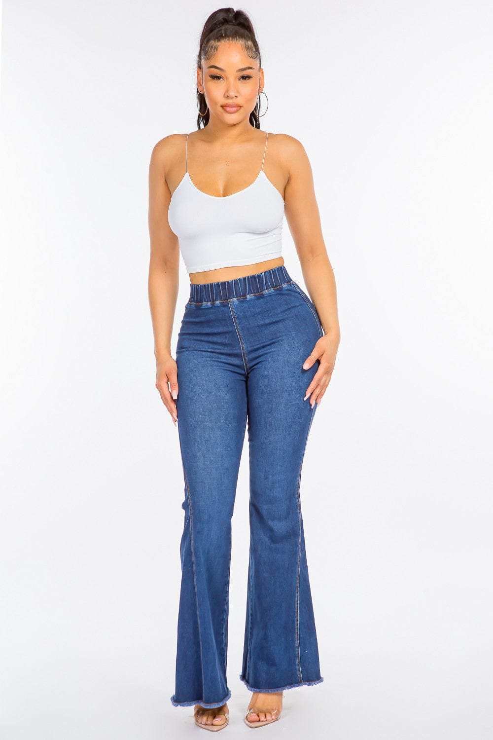 American Bazi High Waist Curvy Flare Jeans - Trendsi - Flyclothing LLC