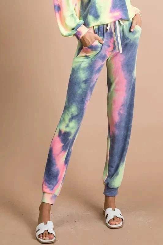 BiBi Tie Dye French Terry Casual Pants - Trendsi - Flyclothing LLC