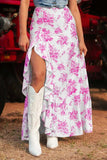 Boho Floral High Waist Ruffle Split Maxi Skirt - Trendsi - Flyclothing LLC