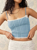 Lace Detail Plaid Square Neck Cami - Trendsi - Flyclothing LLC