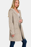Zenana Hooded Open Front Sweater Cardigan - Trendsi - Flyclothing LLC