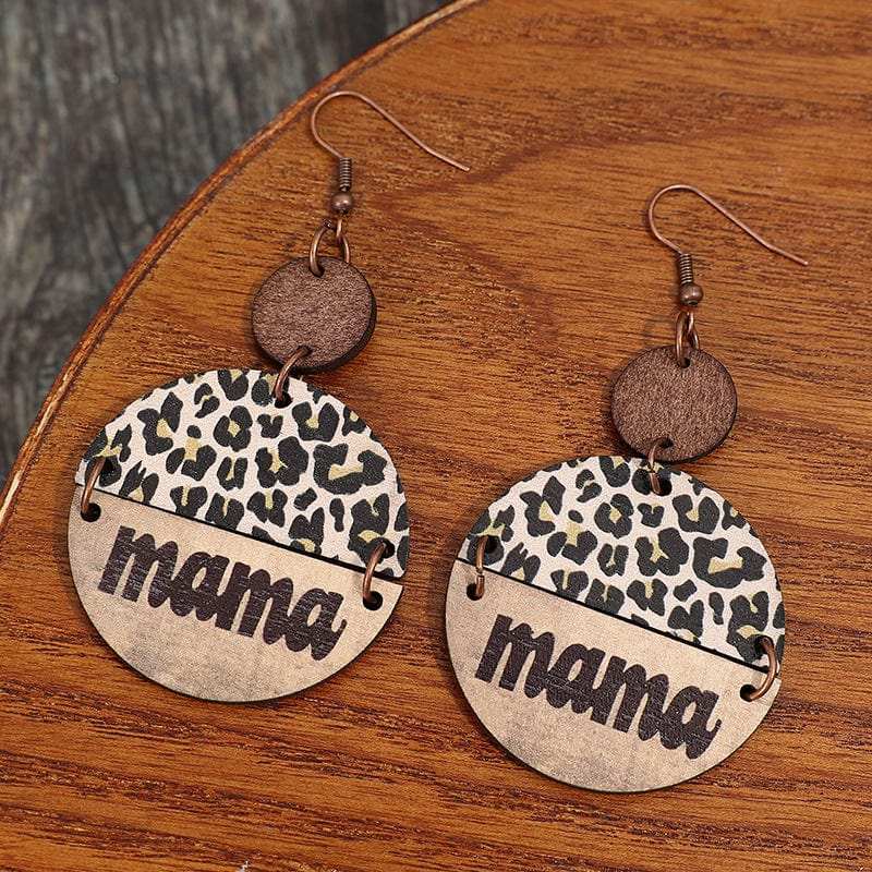 Wooden Leopard Round Shape Earrings - Trendsi - Flyclothing LLC