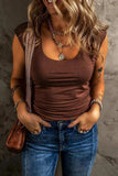 Round Neck Slim Cap Sleeve Top - Trendsi - Flyclothing LLC