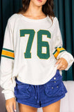 Number 76 Round Neck Long Sleeve Top - Trendsi - Flyclothing LLC