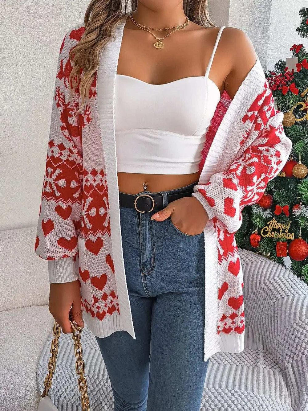 Pocketed Open Front Long Sleeve Cardigan - Trendsi - Flyclothing LLC