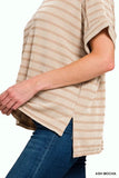 Zenana Raised Rib Striped Exposed Seam Top - Trendsi - Flyclothing LLC