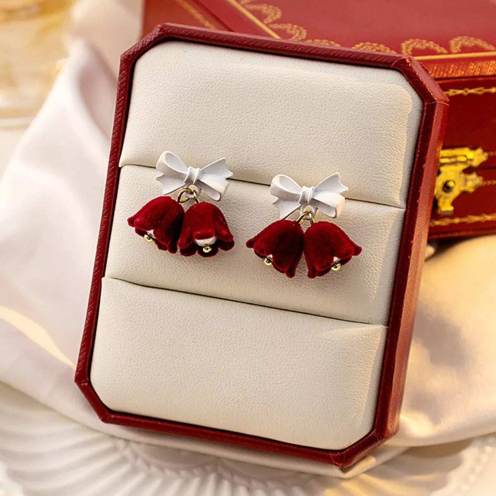 Velvet Bell Earrings with Bow - Trendsi - Flyclothing LLC