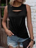Cutout Twisted Round Neck Tank - Trendsi - Flyclothing LLC