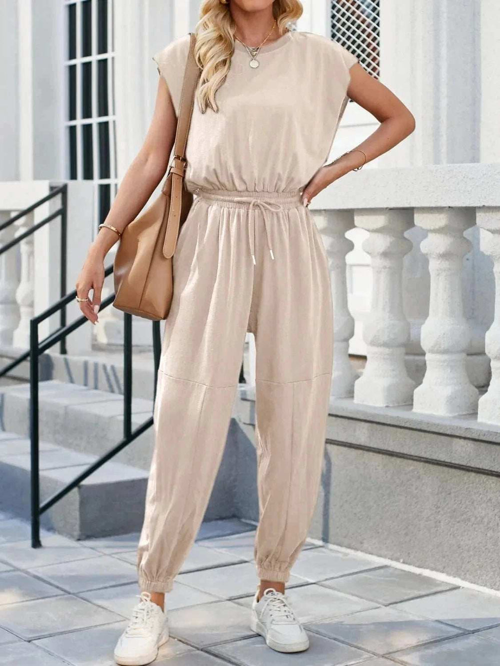 Backless Drawstring Waist Jumpsuit - Trendsi - Flyclothing LLC