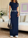 Short Sleeve Maxi Tee Dress - Trendsi - Flyclothing LLC