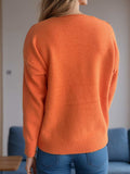 V-Neck Dropped Shoulder Long Sleeve Sweater - Trendsi - Flyclothing LLC