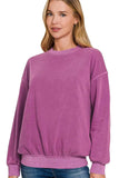 Zenana Soft Fleece Pigment Dye Round-neck Sweatshirts - Trendsi - Flyclothing LLC