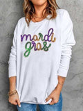 MARDI GRAS Sequin Long Sleeve Sweatshirt - Trendsi - Flyclothing LLC