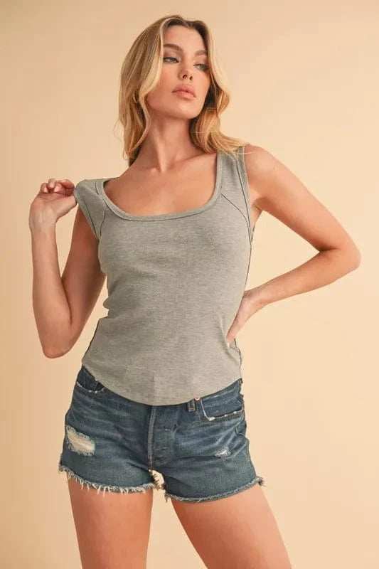 Aemi+Co Square Neck Wide Strap Tank - Trendsi - Flyclothing LLC