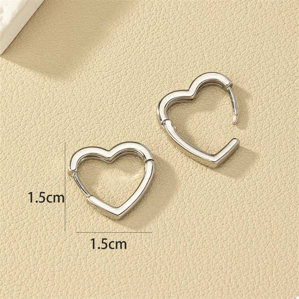 Alloy Heart Shape Hoop Earrings - Trendsi - Flyclothing LLC
