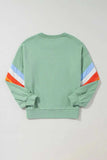 Contrast Round Neck Long Sleeve Sweatshirt - Trendsi - Flyclothing LLC