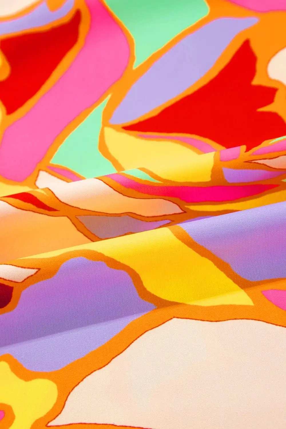 Contrast Print Round Neck Long Sleeve Blouse - Trendsi - Flyclothing LLC