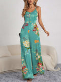 Decorative Button Spaghetti Strap Wide Leg Jumpsuit - Trendsi - Flyclothing LLC