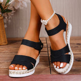 Open Toe Wedge Sandals - Trendsi - Flyclothing LLC