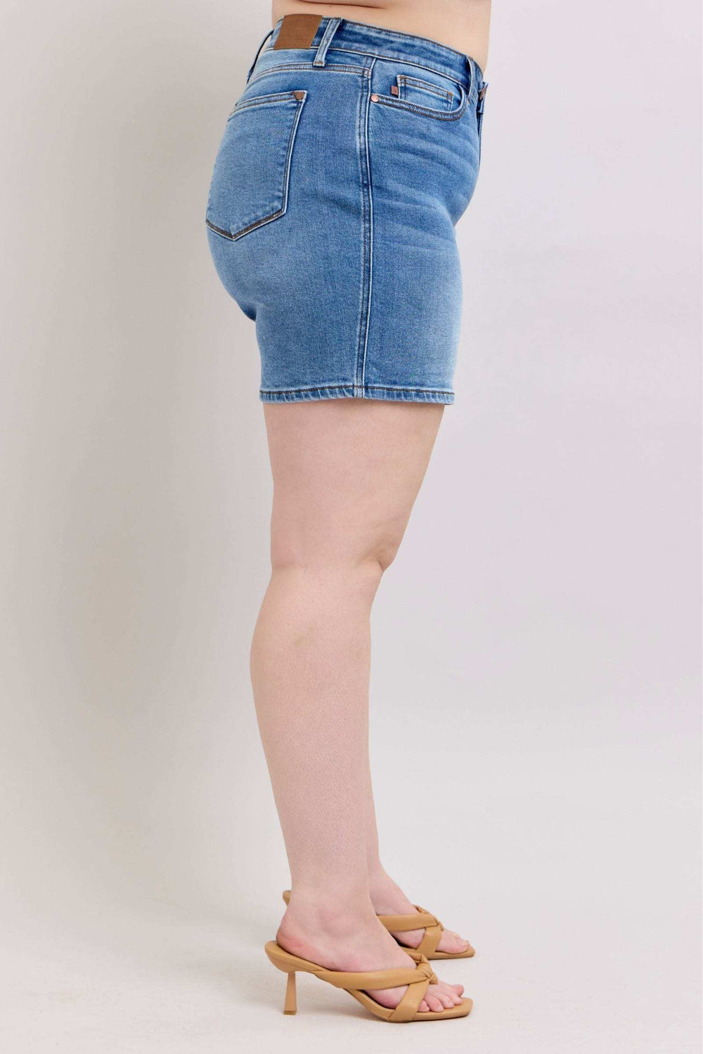 Judy Blue Full Size 2 Button Denim Shorts with Pockets Plus Size - Trendsi - Flyclothing LLC