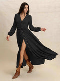 V-Neck Long Sleeve Dress - Trendsi - Flyclothing LLC