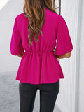 Devine Tied Front Peplum Blouse - Trendsi - Flyclothing LLC