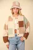 VERY J Color Block Button Down Textured Sweater Cardigan - Trendsi - Flyclothing LLC