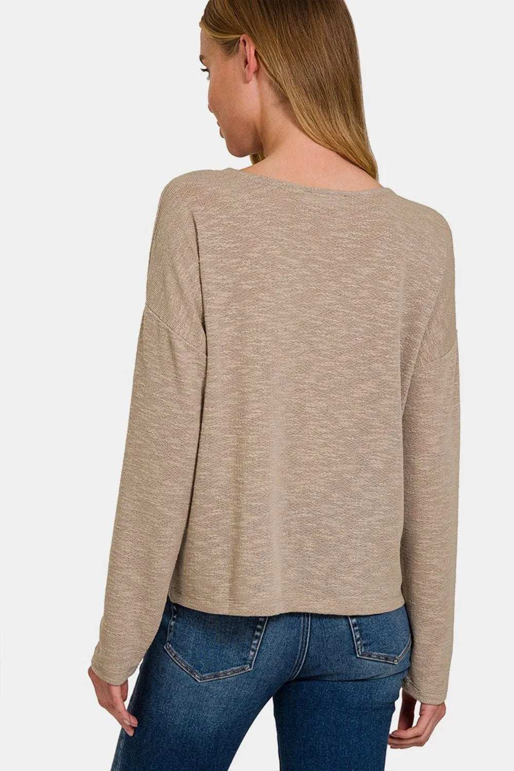Zenana Dropped Shoulder Long Sleeve T-Shirt - Trendsi - Flyclothing LLC