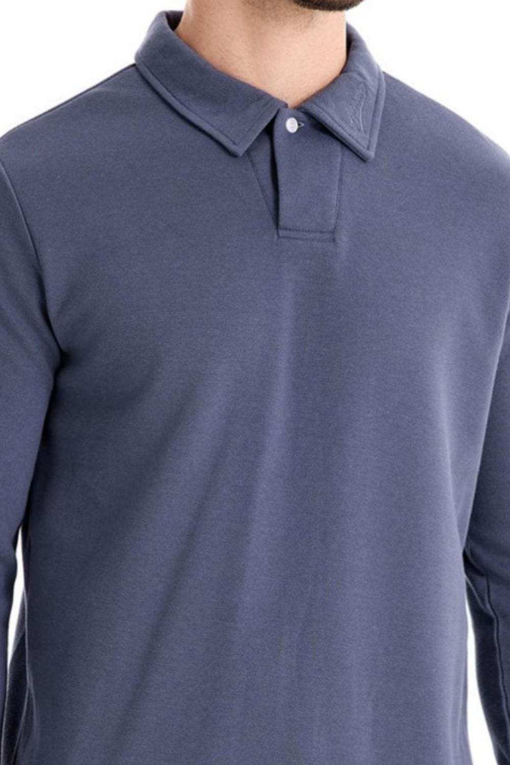 Men's Collared Neck Long Sleeve Polo - Trendsi - Flyclothing LLC