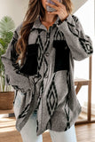 Pocketed Geometric Collared Neck Button Down Shacket - Trendsi - Flyclothing LLC
