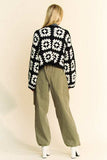 Davi & Dani Full Size Two Tone Flower Square Crochet Open Front Cardigan - Trendsi - Flyclothing LLC