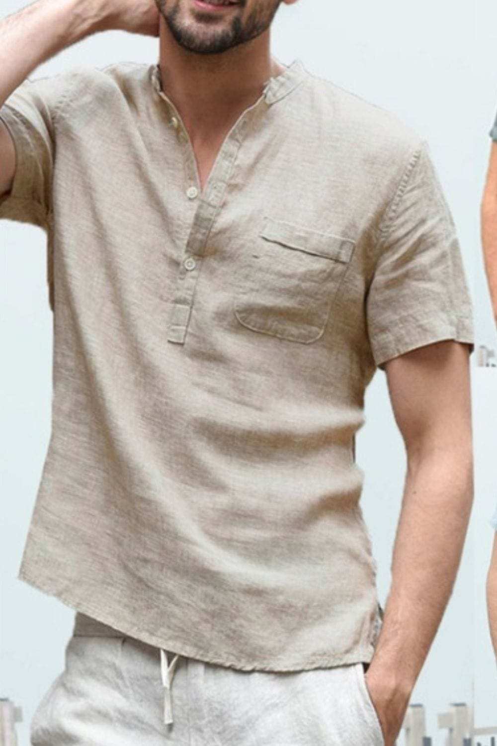 Men's Full Size Half Button Short Sleeve Polo Plus Size - Trendsi - Flyclothing LLC