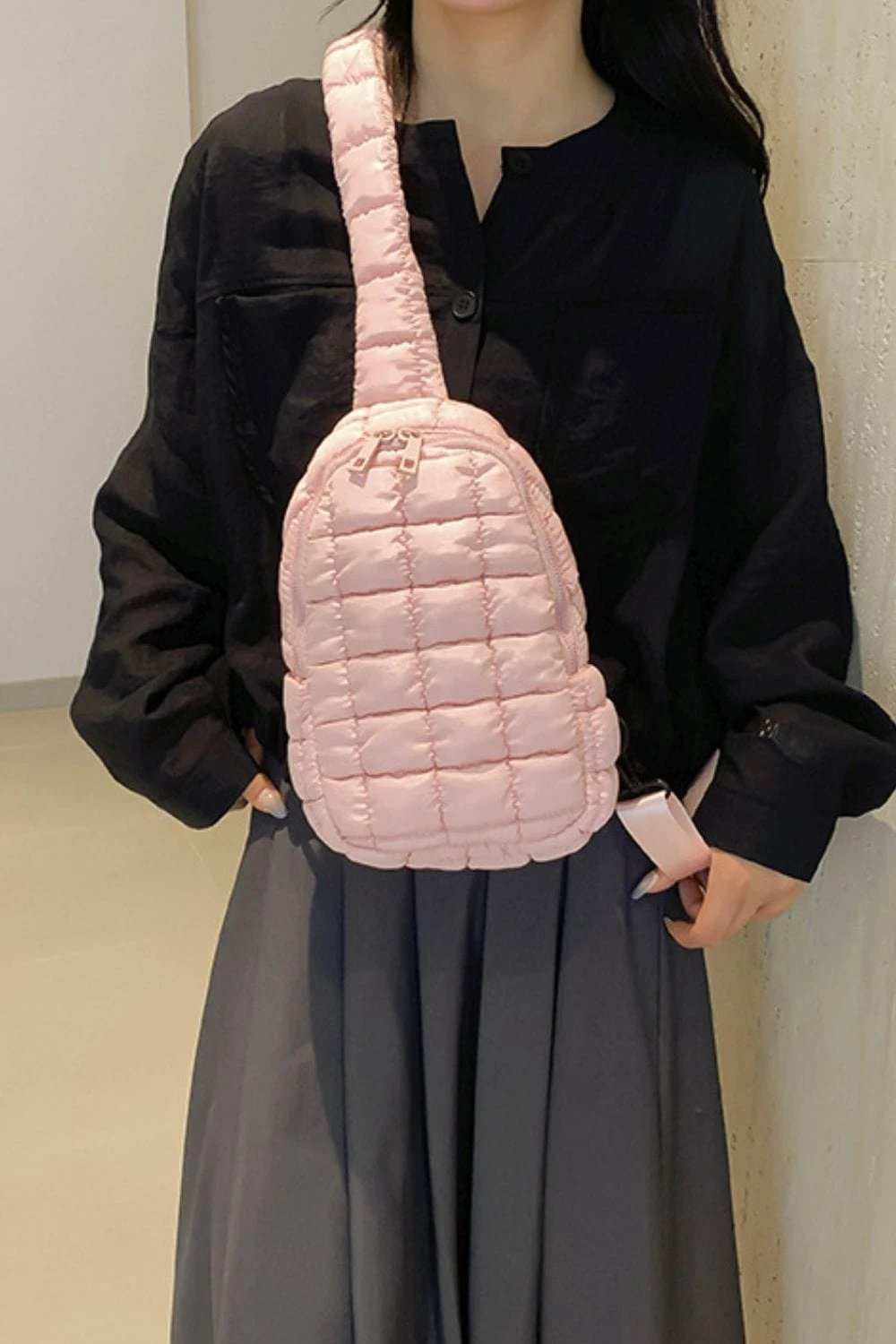 Quilted Nylon Crossbody Bag - Trendsi - Flyclothing LLC